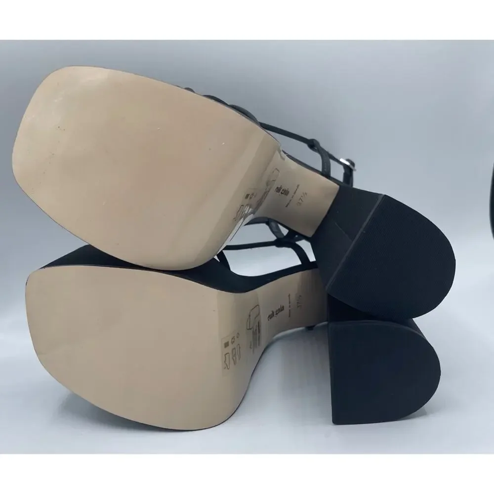 CULT GAIA Moriah Satin Strappy Black Platform Heels Size 7.5